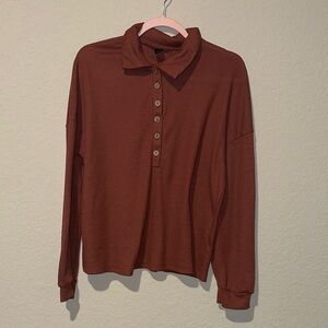 SHEIN Women's Rust Button Down Shirt